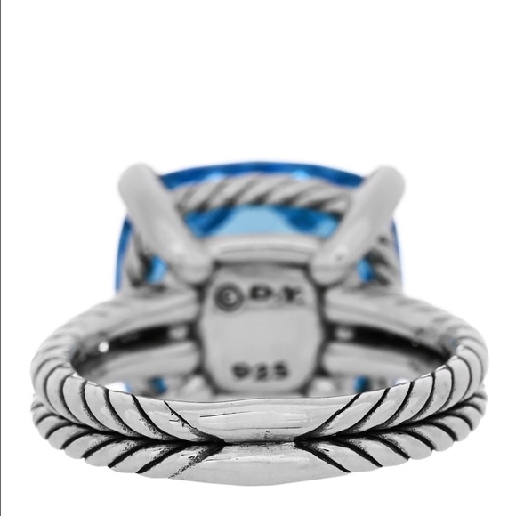 David Yurman Sterling Silver Diamond Blue Topaz 14mm Chatelaine Ring Size 6.5 - Picture 4 of 7